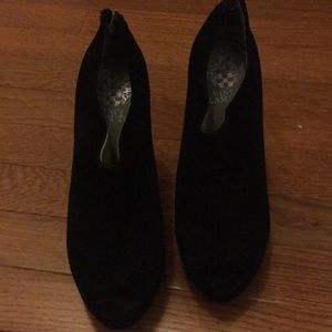 Suede black platform told Vince Camuto pumps